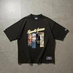 90sRussellAthleticアートプリントTシャツフェードチャコール L