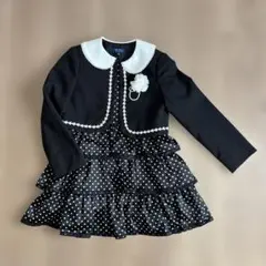 【マザーウェイズ】フォーマルドレス 黒と白のドット　130cm