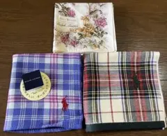 3枚セット　ポロ・ラルフ・ローレン チェック柄タオルハンカチ/レディースハンカチ