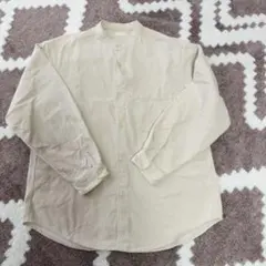 GU　メンズ　コーデュロイ　スタンドカラー　長袖シャツ　ベージュ 　Sサイズ