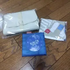 KALDI　オリジナル吊るせるマルチポーチ＆エコバック＆もへじ手ぬぐいエコバック