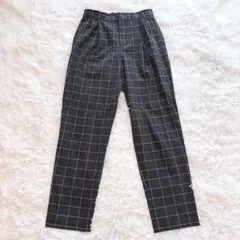 LEPSIM レプシィム タックテーパードパンツ チェック柄 ダークグレー L