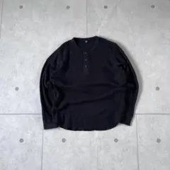 ブラック　old uniqlo ヘンリーネック　サーマル　L y2k