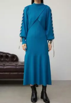 AZUL by moussy レースアップスリーブレイヤードニットワンピース
