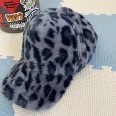 ファー素材 白黒　ヒョウ柄　キャップ