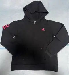 adidas 黒/ピンク パーカー フード付き 150cm アディダス 子供服