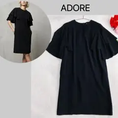アドーア★フレアスリーブ コクーン ワンピース ダブルフリル ドロップショルダー