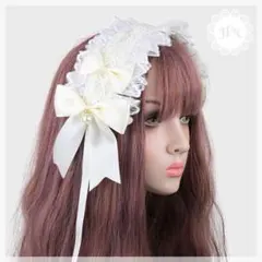 カチューシャ　ヘッドドレス　ホワイト　ロリータ　姫　髪飾り　コスプレ ゴスロリ