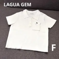 LAGUA GEM ラグアモチーフニットトップス 半袖 ポロシャツ ホワイトのサムネイル