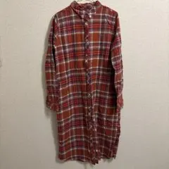 クリフメイヤー 赤系チェック 長袖シャツワンピース