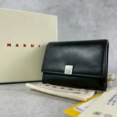 近年！極美品✨ MARNI プリズマ 三つ折り財布 黒 レザー シンプル 男女のサムネイル