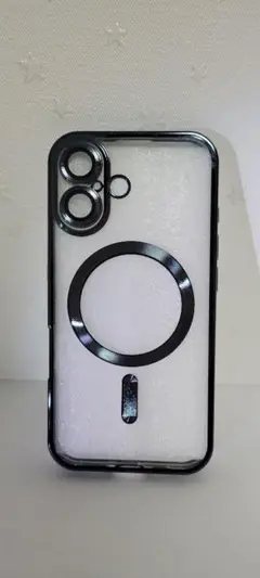 ★新品　iPhone16ケース　ブラックMagSafe対応耐衝撃クリアケース