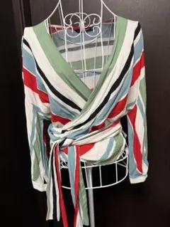 ZARA ストライプ柄 カシュクール ブラウス 長袖　小シミあり