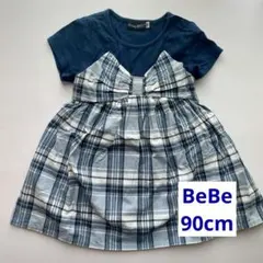BeBe 90cmネイビー ワンピース