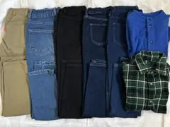 【140cm 男の子 まとめ売り】ズボン5点＋カーディガン＋チェックシャツ