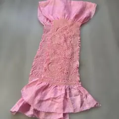 ピンク フリル付き帯揚げ