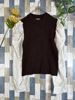 INGNI イング　異素材ドッキング 長袖ニット　パワーショルダーデザイン M