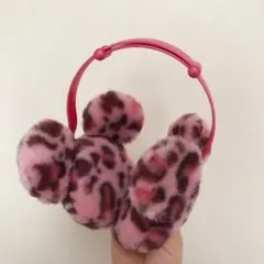 ディズニー　イヤーマフラー 耳あて ヒョウ柄 ピンク