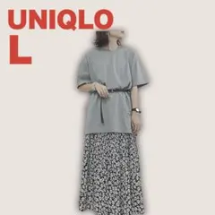 UNIQLO コットンオーバーサイズチュニック L グリーン 半袖 Tシャツ
