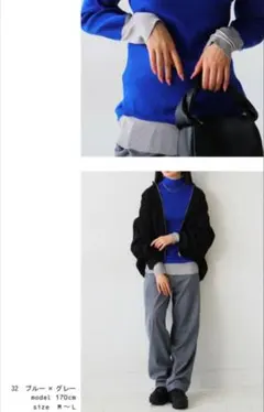 antiqua アンティカ 配色ハイネックヒートリブインナー