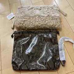 ファー クラッチバッグとパイソン柄ショルダー２個セットのサムネイル