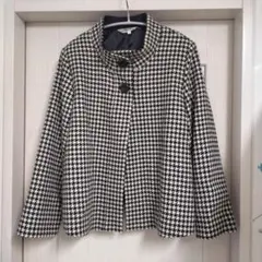 ミセス レディース服 婦人服 千鳥格子柄 ショートジャケット 日本製 ウール混