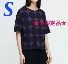 日本未発売☆海外限定☆ユニクロ×マリメッココラボ☆Tシャツ青ドット柄S