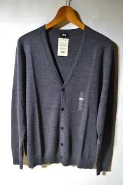 新品 ユニクロ メリノVネックカーディガン グレー L メンズ 秋冬 未使用