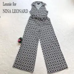 【Nina Leonard】 ノースリーブジャンプスーツ 幾何学模様 USA製