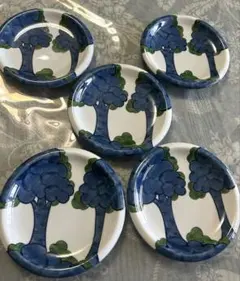 源右衛門　皿 5枚セット 木の絵柄のサムネイル