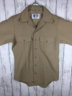 DEFENCE 半袖ワークシャツ USA古着＊カーキ　Lサイズ　M-3-8のサムネイル