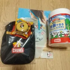 CHUMS ミニショルダーバッグ 丸缶ケース 未開封エリエール除菌タオルケース