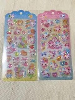ドロップジェリーシール　まじかるみゅーちゃん　ふわふわらびちゃん　2枚セット