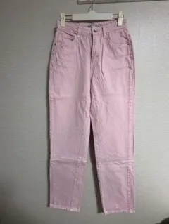 ZARA(ザラ) レディース ストレートデニムパンツ ピンクデニム Sサイズ