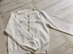 ボタン付きニットカーディガン L 白色　coca