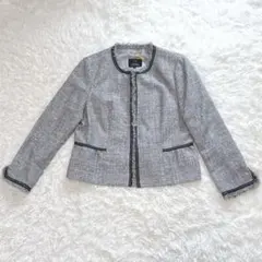 23区　ツイード　ジャケット　ノーカラー　大きいサイズ　ラメ