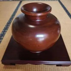 ☆屋久杉の壺と敷台☆ 屋久杉希少 壺置き台 飾り台 昭和レトロ ウッド 屋久杉工芸品 屋久