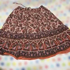 ブラウンペイズリー柄フレアスカート