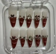 ホワイト、ダークピンクのラインストーン飾りシリーズ Mサイズ現品