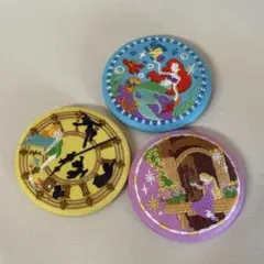 ディズニー 刺繍 缶バッジ 2 アリエル ピーターパンラプンツェル