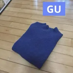 パフィータッチハイネックチュニック ブルー ゆったりサイズ　身幅60