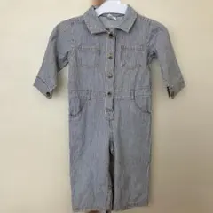 デニムオーバーオール90cmストライプキッズ用ブルー