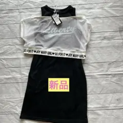 ❣️新品❣️ワンピース　黒　ブラック　女の子150重ね着風ワンピ黒　ノースリーブ