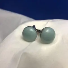 カフスボタン シルバー グリーン 大理石風