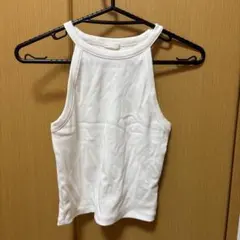 GU ホワイト ハイネック タンクトップ
