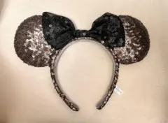 ディズニーカチューシャ 黒と茶色 スパンコール