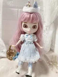 水色ロリータメイドセット　1/6　アウトフィット ドール服 ブライス 30cm