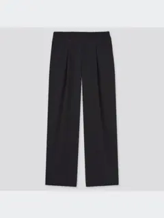 〘美品〙UNIQLO クレープジャージ ブラック ストレートパンツ Lサイズ