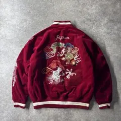 90s 별진 수베니아 재킷 벨루어 스카잔 드래곤 용 후지산 자수
