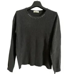 anySiS ダークグレー リブ編みセーター　小さめサイズ